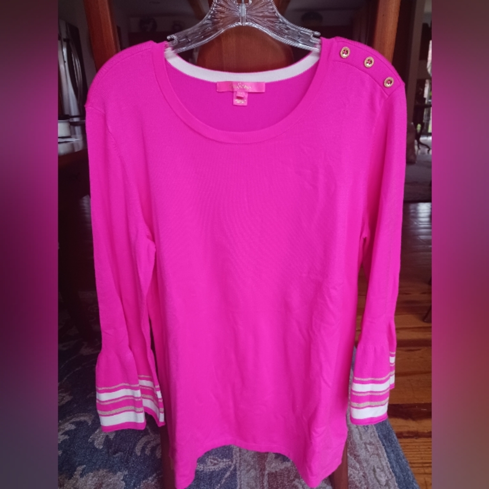 Lilly Pulitzer bell sleeved Callee sweater XL pink EUC